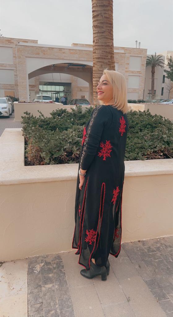 Sheer Black Embroidered Kimono with Red Accents
